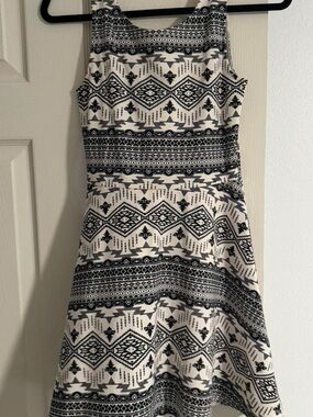 H&M Black and White Aztec Fit-and-Flare Dress
